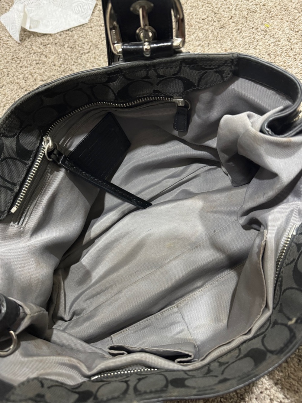 Coach Soho Large Signature Pleated Tote Black Canvas and Leather F13742 - Picture 10 of 12